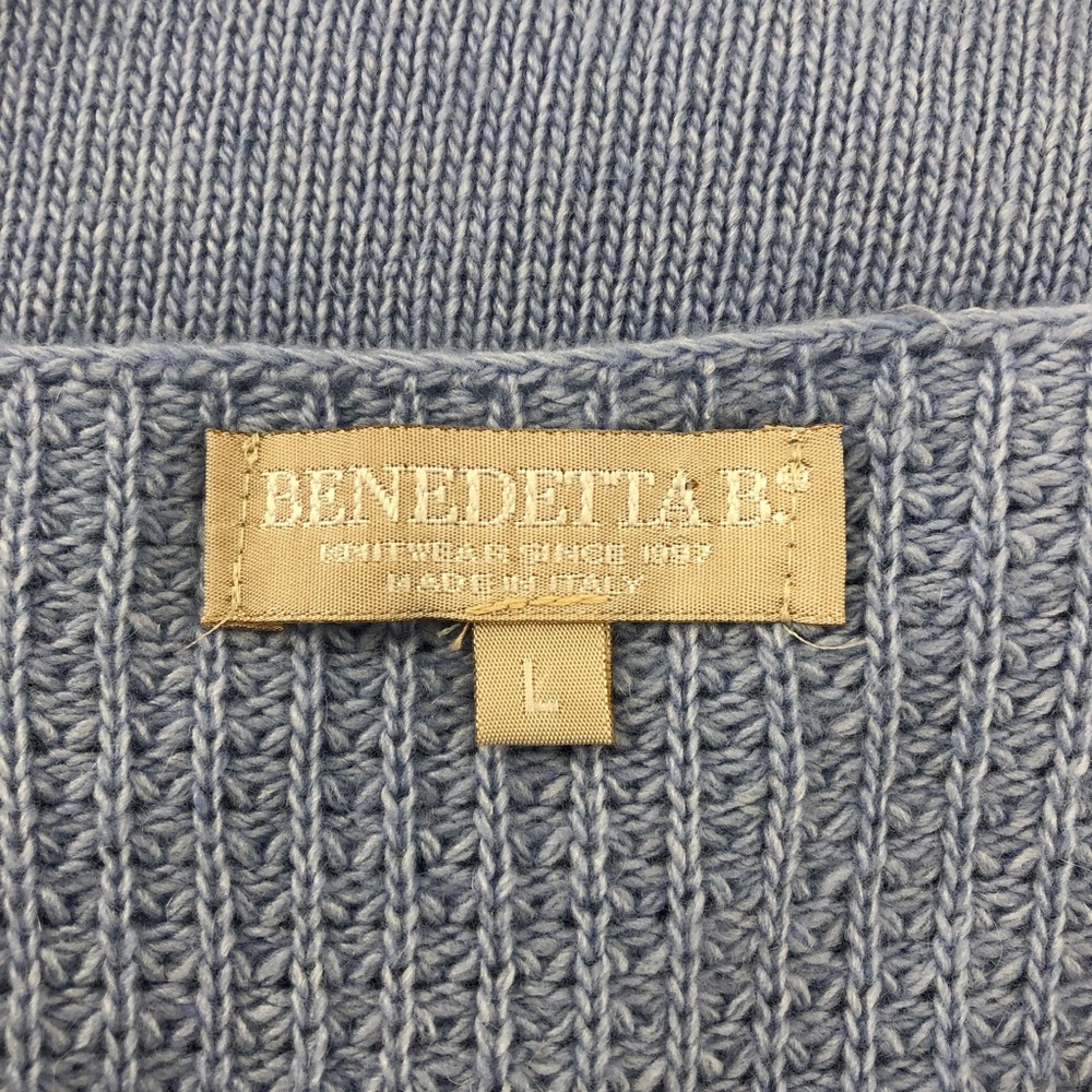 Benedetta B. Light Blue Knit Crew Neck Sweater, Size L - Picture 6 of 8